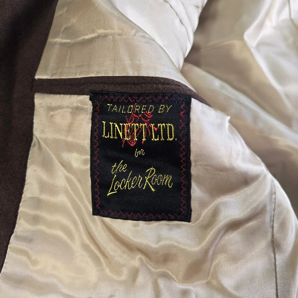 Linett Ltd 100% Cashmere Blazer Mens 42 Brown Vintage 3 Button Sport Coat Jacket